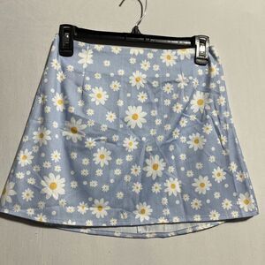 Princess Polly Kellie Mini A-Line Skirt Women's 4 Blue Floral Stretch‎ Back Zip